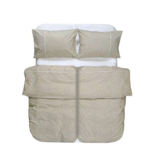 Постельное белье Lotus Home - Premium Percale Stripe хаки семейный