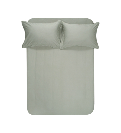 Простирадло на резинці з наволочками сатин Lotus Home - Dakota Modern хакі 180*200+50*70 (2)