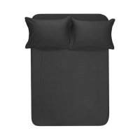 Простынь на резинке с наволочками сатин Lotus Home - Dakota Modern антрацит 160*200+50*70 (2