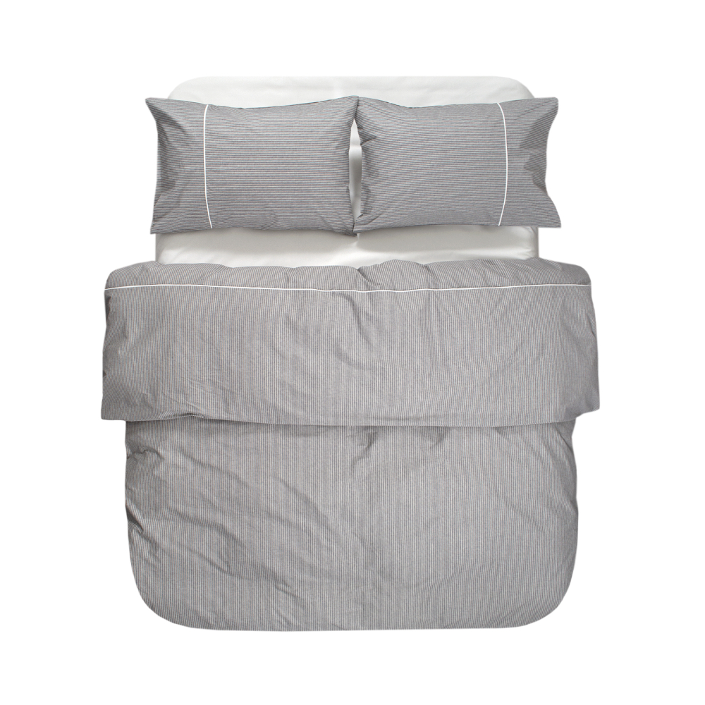 Постільна білизна Lotus Home - Premium Percale Stripe антрацит євро