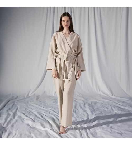 Домашняя одежда Penelope - Serli uzun kollu kimono ekru молочный S-M