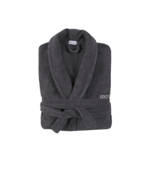 Халат махровый unisex Lotus Home - Basic Soft private line графит L