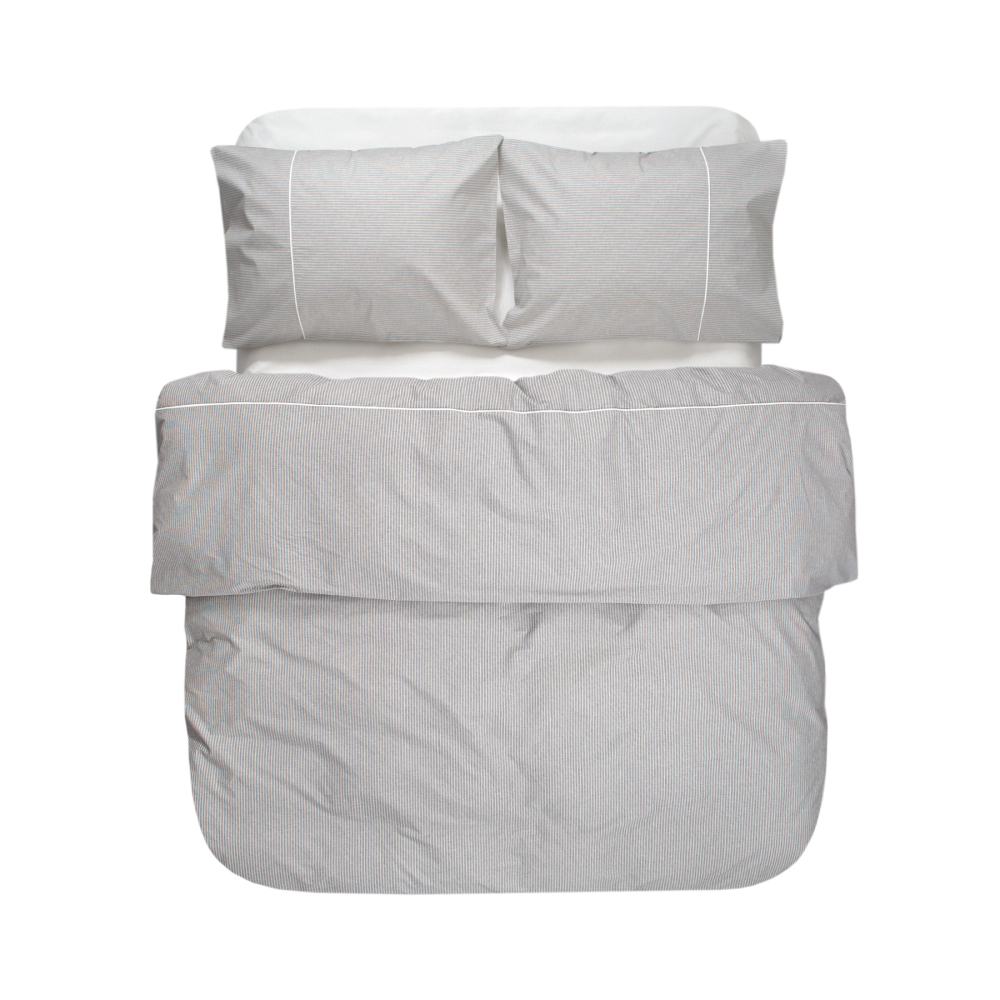 Постільна білизна Lotus Home - Premium Percale Stripe cірий євро