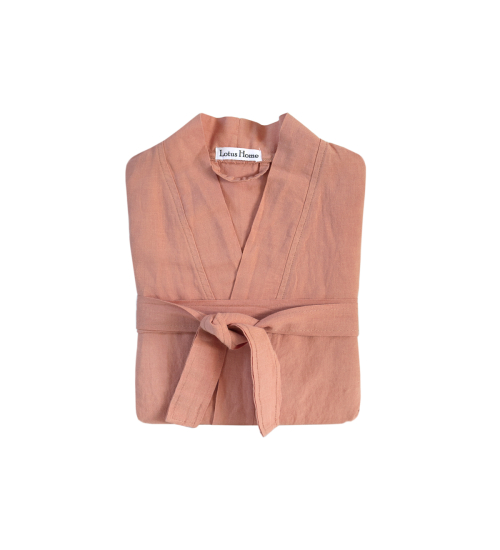 Халат-кімоно з льону Lotus Home - Madrida лососевий L/XL