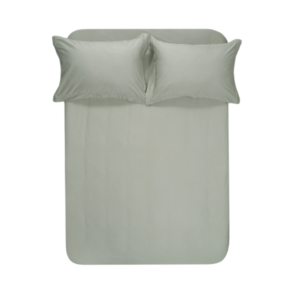Простирадло на резинці з наволочками сатин Lotus Home - Dakota Modern хакі 160*200+50*70 (2)