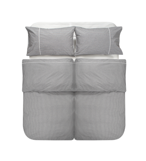 Постільна білизна Lotus Home - Premium Percale Stripe антрацит сімейний