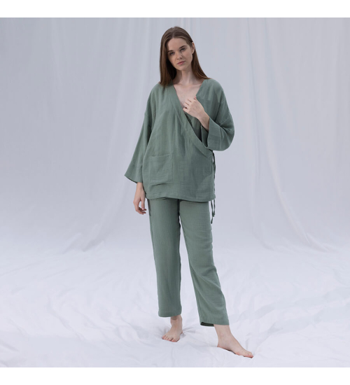 Домашняя одежда Penelope - Serli kruvaze kimono kisa cagla зеленый S-M