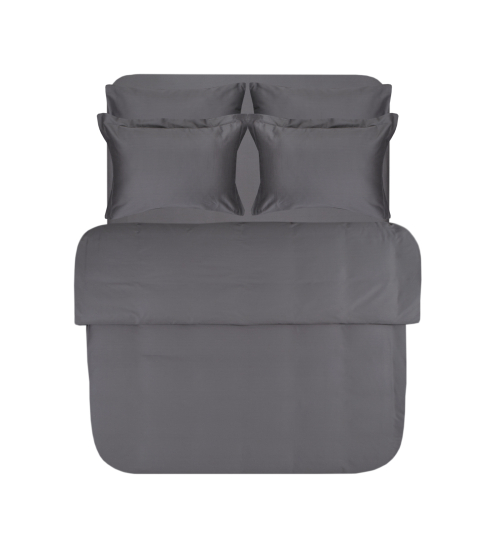 Постільна білизна сатин 210ТС Lotus Home - Brista антрацит сімейний (180*200+30см)