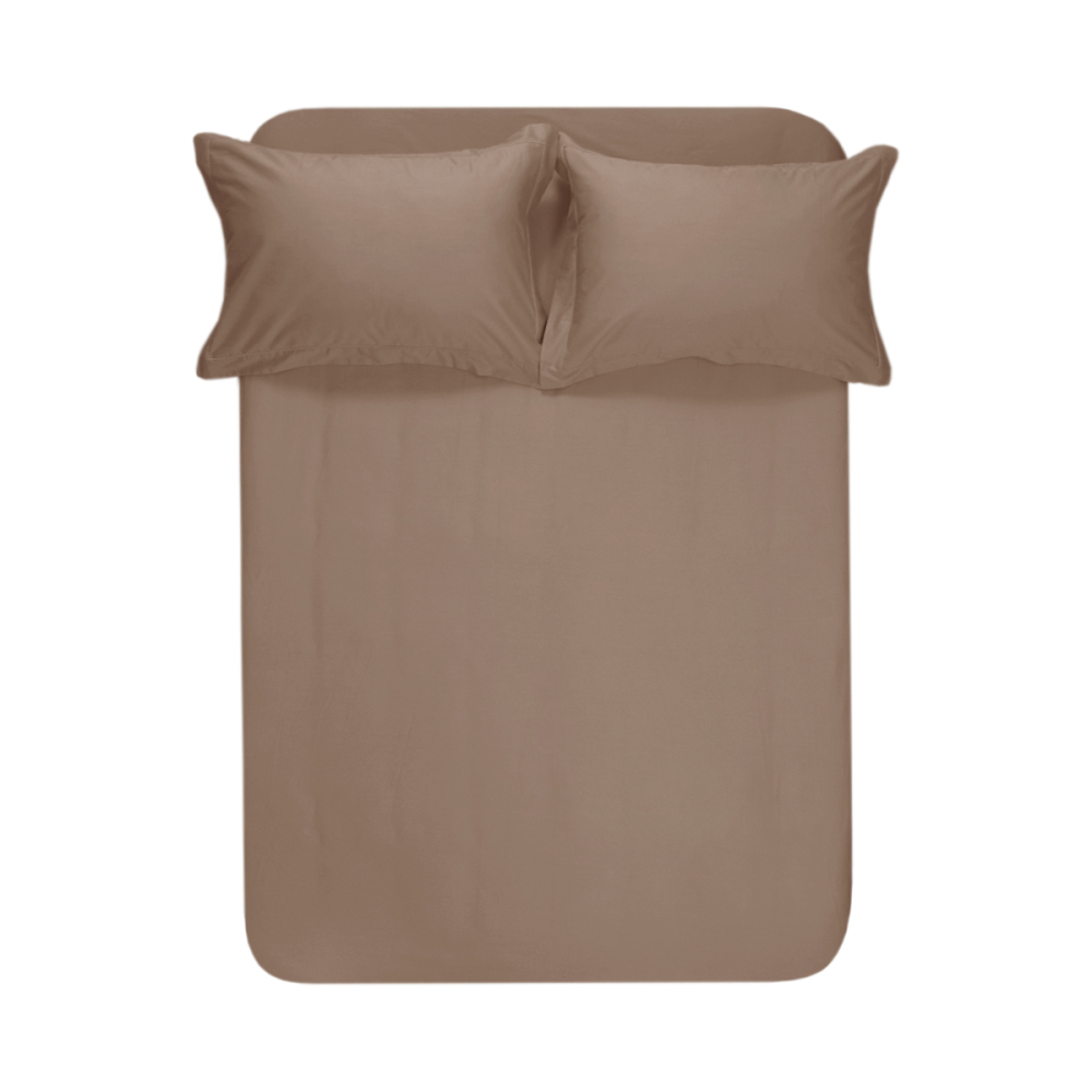 Простынь на резинке с наволочками сатин Lotus Home - Dakota Modern кофе 180*200+50*70 (2)
