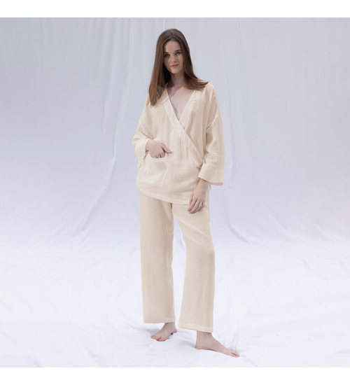 Домашняя одежда Penelope - Serli kruvaze kimono kisa somon лососевый S-M