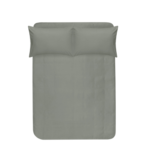 Простирадло на резинці з наволочками сатин premium Lotus Home - Leona хакі 160*200+50*70 (2)