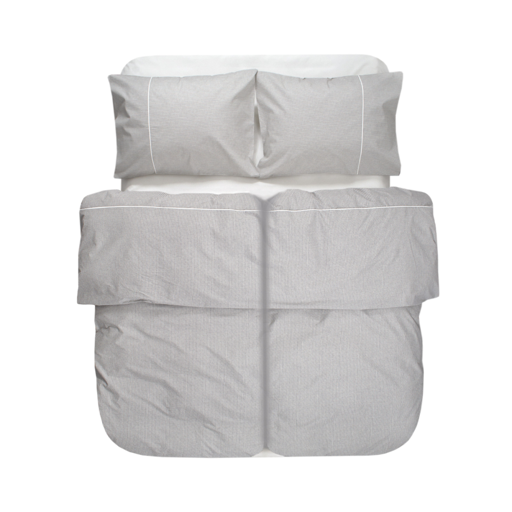 Постельное белье Lotus Home - Premium Percale Stripe серый семейный